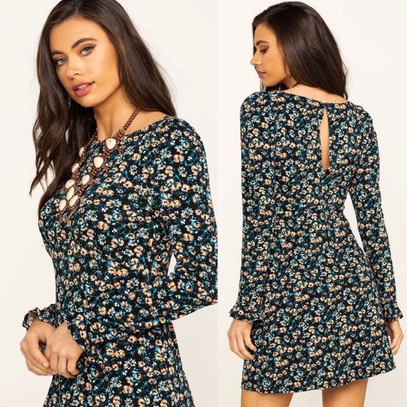 Free People Women's Dress Say Hello Mini Floral Dress size L - Picture 1 of 12